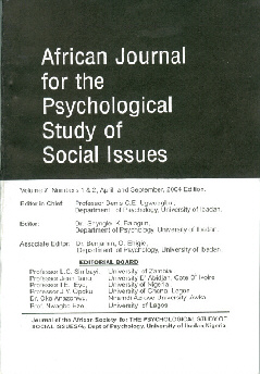 AFRICAN JOURNAL FOR THE PSYCHOLOGICAL STUDIES OF SOCIAL ISSUES